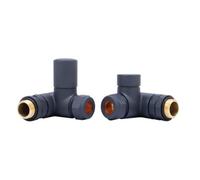 FNX Bathrooms Anthracite Dual Fuel Corner Radiator Valve, Manual Control, 15mm X 1/2" Connection