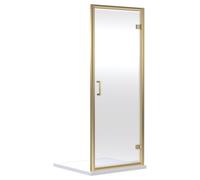 FNX Bathrooms Aura 1900 X 760mm Hinged Shower Door Brushed Brass Contemporary 6mm Glass