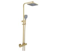 FNX Bathrooms Axis 2 Outlets Thermostatic Bar Valve Shower Kit Knob Brass Wall Brushed Brass