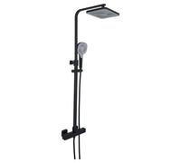 FNX Bathrooms Axis 2 Outlets Thermostatic Bar Valve Shower Kit Knob Brass Wall Matt Black