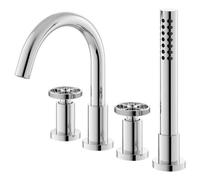FNX Bathrooms Axis Contemporary Chrome 4 Tap Bath Shower Mixer Crosshead 183mm