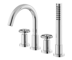 FNX Bathrooms Axis Contemporary Chrome 4 Tap Bath Shower Mixer Crosshead 183mm