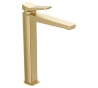 FNX Bathrooms Axis Tall Deck Mounted Lever Basin Mixer Tap Brass Brushed Brass