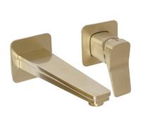 FNX Bathrooms Axis Wall Mounted Lever Basin Mixer Tap Brass Brushed Brass