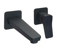 FNX Bathrooms Axis Wall Mounted Lever Basin Mixer Tap Brass Matt Black