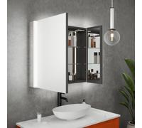 FNX Bathrooms Balmoral Double Door Illuminated Led Bathroom Mirror Cabinet With Bluetooth Speaker, Shaver Socket & Usb Port - 800X700X130mm