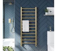 FNX Bathrooms Brushed Brass 1200 X 500 Heated Towel Warmer Rail Radiator
