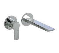 FNX Bathrooms Bubly Lumina 2 Hole Wall Mounted Basin Mixer Tap Brass Chrome Lever Wall