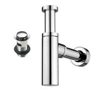 FNX Bathrooms Chrome Minimalist Round Bottle Trap & Slotted Basin Waste Solid Brass