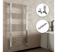 FNX Bathrooms Chrome Straight Heated Towel Rail Radiator, 500X800mm, With Corner Trvs & Pipe Covers