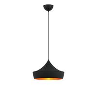 FNX Bathrooms Dawson Matt Black & Gold Ip44 Bathroom Pendant Light With Adjustable 1.3M Drop - E27 Fitting