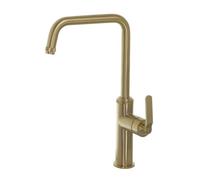 FNX Bathrooms Decor Brushed Brass Single Lever Kitchen Sink Mixer Tap Knurled Handle
