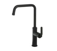 FNX Bathrooms Decor Matt Black Single Lever Kitchen Sink Mixer Tap Knurled Handle