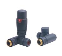 Fnx Bathrooms Dual Fuel Thermostatic Radiator Valve - Corner, Ral 7012 Grey, 1/2" X 15mm