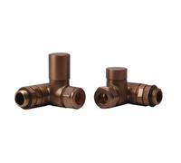Fnx Bathrooms Dual Fuel Thermostatic Radiator Valve Set, Corner, Brushed Bronze, 1/2" X 15mm Brass
