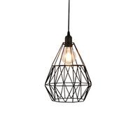 FNX Bathrooms Eden Black Metal Geometric Cage Pendant Light - Ip44 Bathroom & Kitchen Ceiling Lamp With Adjustable 1M Flex