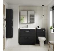 FNX Bathrooms Element Fitted Wall Hung 2 Door Mirror Unit 800mm Charcoal Black