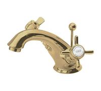 FNX Bathrooms Elysian Luxury Brushed Brass Mono Basin Mixer Tap With Waste Traditional