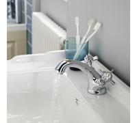FNX Bathrooms Elysian Luxury Chrome Mono Basin Mixer Tap With Waste Traditional Crosshead
