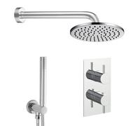 FNX Bathrooms Florence Round Chrome Concealed Shower Valve 2 Handle 2 Outlet Luxury Solid Brass