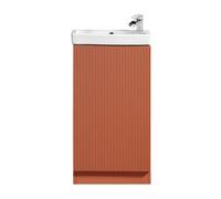 FNX Bathrooms Fluted Mini Cloakroom Vanity Unit Basin Floor Standing With Chrome Tap And Waste - Bruciata Orange