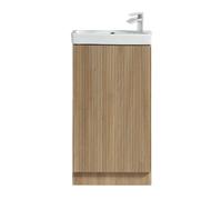 FNX Bathrooms Fluted Mini Cloakroom Vanity Unit Basin Floor Standing With Chrome Tap And Waste - Country Oak