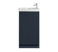 FNX Bathrooms Fluted Mini Cloakroom Vanity Unit Basin Floor Standing With Chrome Tap And Waste - Midnight Shadow