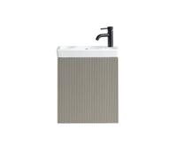 FNX Bathrooms Fluted Mini Cloakroom Vanity Unit With Basin Wall Hung Soft Close Door Integrated Storage - Soft Coffee