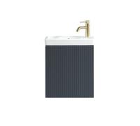 FNX Bathrooms Fluted Mini Cloakroom Vanity Unit With Basin Wall Hung Soft Close Door Integrated Storage - Midnight Shadow