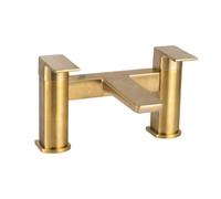FNX Bathrooms Fnx Curve Modern Brushed Brass Bath Filler Tap - Dual Handle Design