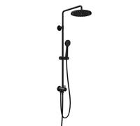 FNX Bathrooms Fnx Matt Black Thermostatic Rigid Riser Shower Kit With Rainfall Head & Multi-Mode Handset - Round