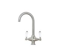 FNX Bathrooms Harrogate Kitchen Tap Brushed Nickel Deck Mounted Lever Swivel Spout Wras Approved
