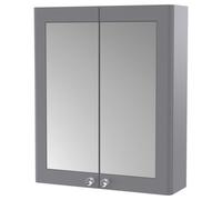 FNX Bathrooms Heritage 600mm 2 Door Satin Grey Wall Hung Mirror Cabinet Traditional 715mm