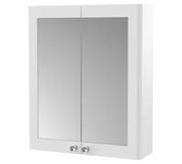 FNX Bathrooms Heritage 600mm 2 Door Satin White Wall Hung Mirror Cabinet Traditional 715mm