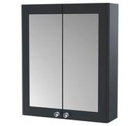 FNX Bathrooms Heritage 600mm 2 Door Soft Black Wall Hung Mirror Cabinet Traditional 715mm