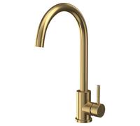 FNX Bathrooms Kitchen Sink Tap Gold Single Hole Deck Mounted Brushed Brass Lever Swivel Spout