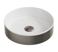 FNX Bathrooms Koko Fluted Gunmetal Countertop Basin With Matching Waste - Durable Polymarble & Steel, Dia360mm
