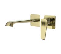 FNX Bathrooms Lunaris Brushed Brass Wall-Mounted Basin Mixer Tap - Luxury Modern Design For Uk Bathrooms