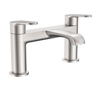 FNX Bathrooms Lunaris Brushed Nickel Deck Mounted Bath Filler Mixer Tap - Modern Brass Design