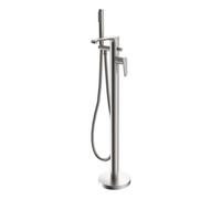 FNX Bathrooms Lunaris Brushed Nickel Freestanding Bath Shower Mixer Tap With Handset - Modern Brass Design For Elegant Bathrooms