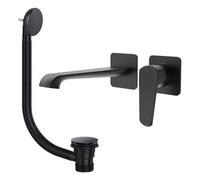 FNX Bathrooms Lunaris Matt Black Wall Mounted Bath Filler & Waste Kit - Sleek, Space-Saving Design For Modern Bathrooms