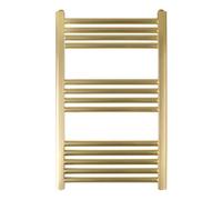 Fnx Bathrooms Luxury Brushed Brass 800 X 500mm Towel Radiator, Efficient 859 Btu Output, Dual Fuel Capable