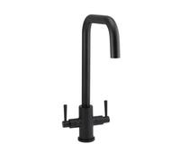 FNX Bathrooms Matt Black Kitchen Sink Mixer Tap Swivel Spout Dual Levers