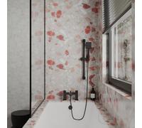 FNX Bathrooms Matt Black Lucia Bath Shower Mixer Tap & Square Shower Slider Rail Kit