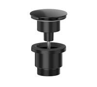 FNX Bathrooms Matt Black Slotted Pop Up Basin Waste - Premium Brass & Zinc Clicker Plug, Universal Uk 1 1/4 Inch (32mm) Fit For Overflows