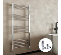 FNX Bathrooms Modern Chrome Heated Towel Rail Radiator 300X1800 With Angled Thermostatic Valves For Bathrooms