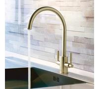 FNX Bathrooms Newbury Brushed Brass Dual Lever Kitchen Sink Mixer