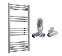 FNX Bathrooms Reina Capo Flat Chrome Bathroom Heated Towel Rail 1000 X 500mm With Dual Fuel Trv Valves - Stylish Mild Steel Ladder Radiator