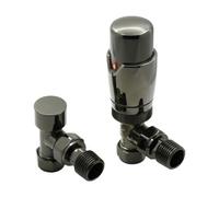 FNX Bathrooms Reina Modal Angled Thermostatic Radiator Valves - Oiled Bronze