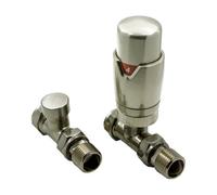 FNX Bathrooms Reina Modal Straight Thermostatic Radiator Valves - Brushed Steel